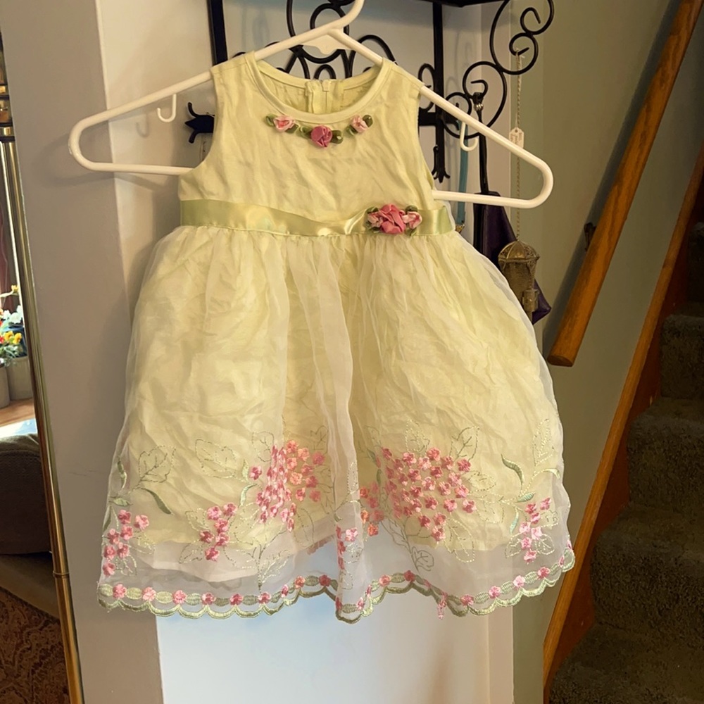 Mint Green with Roses Sleeveless Dress